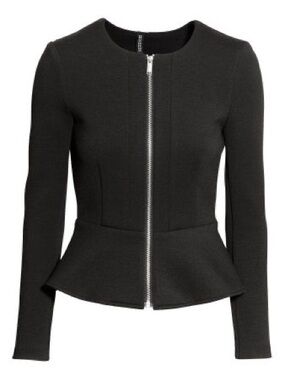 H&M Black Peplum Zip-Up Blazer